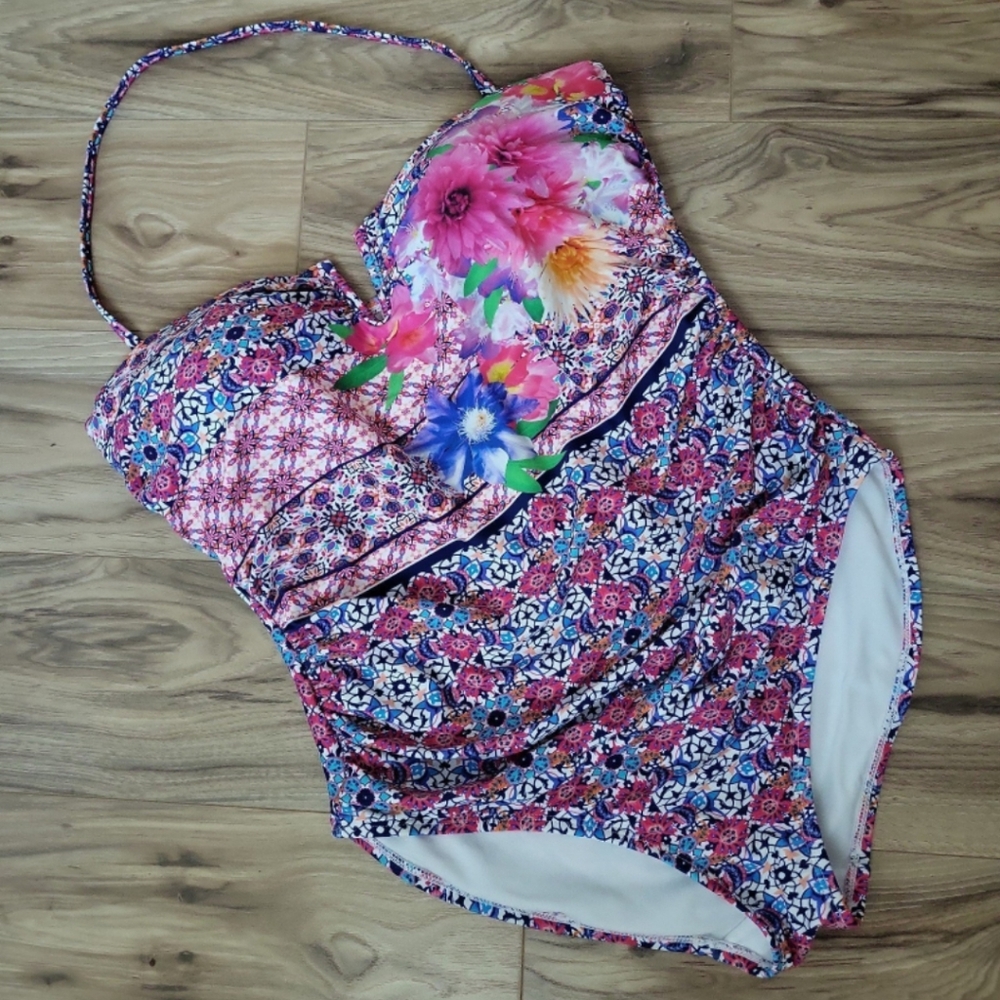 Floral Multicolor Women Swim One Piece